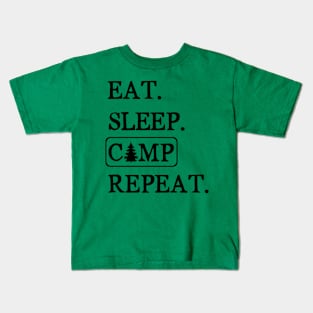 Eat, Sleep, Camp, Repeat Kids T-Shirt